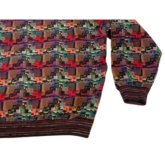 BARNES STORM Sweater Men Large Wool Blend Woven Wave Geometric Art Pattern Vntg - Picture 10 of 11